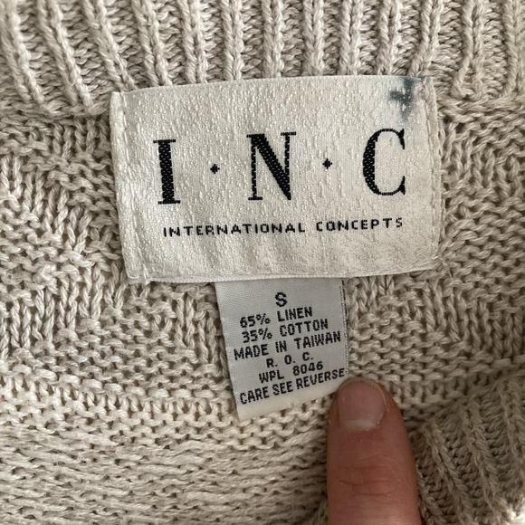 INC Linen/Cotton Blend Striped Textured Sweater Cozy Men Small/Women Medium - Picture 6 of 12